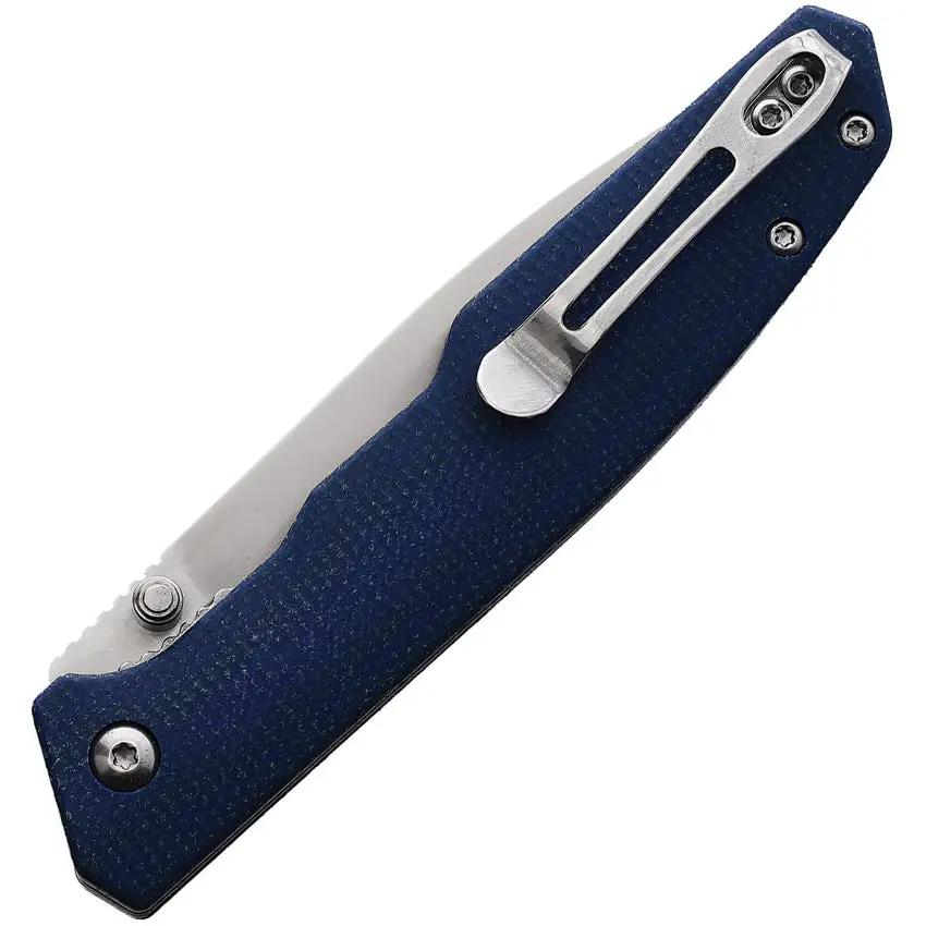 Boker Magnum Deep Blue Linerlock EDC Knife With Satin Blade And Blue Canvas Micarta Handle For EDC Fans by Boker Magnum