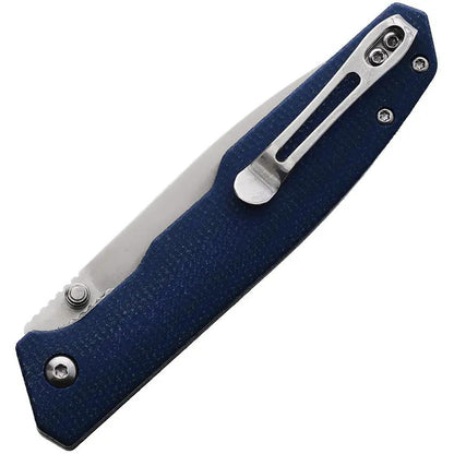 Boker Magnum Deep Blue Linerlock EDC Knife With Satin Blade And Blue Canvas Micarta Handle For EDC Fans by Boker Magnum