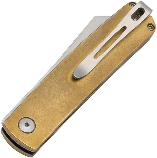Boker Plus Tenshi Linerlock Folding Knife 3.38in Closed Brass Handle VG-10 Tanto For EDC Enthusiasts by Boker Plus