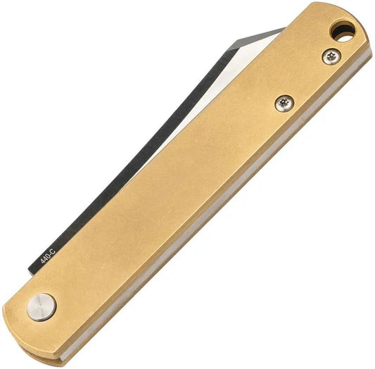 Boker Plus Zenshin 42 Folding Knife with Brass Handle Two Tone 440C Blade Lanyard Hole For EDC Enthusiasts by Boker Plus