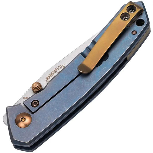 Boker Plus Canoe Framelock Knife 01BO494 S35VN Drop Point Blue Titanium Handle Premium For EDC Fans by Boker Plus
