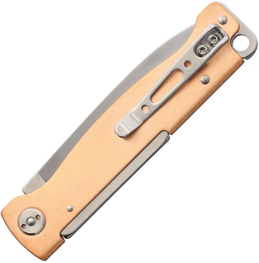 Boker Plus Atlas Copper Slip Joint Knife, 3.75in Closed, Satin 12C27 Sandvik Blade, Lanyard Hole For EDC Enthusiasts by Boker Plus