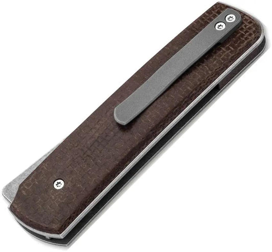 Boker Plus Sanjo Linerlock Knife 01BO907 Premium VG10 Tanto Brown Burlap Micarta Handle EDC by Boker Plus
