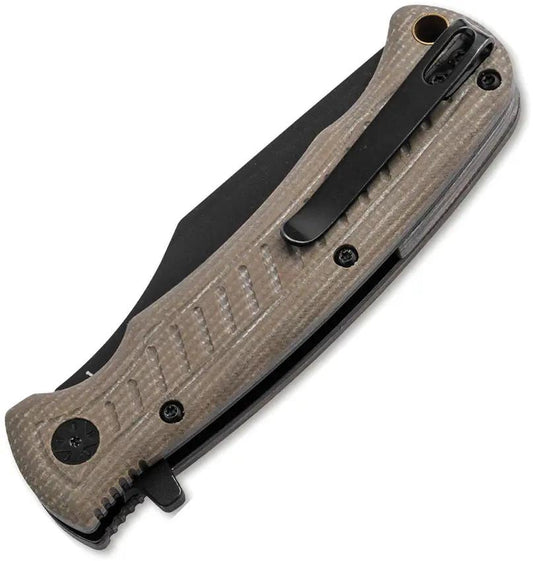 Boker Plus Micro Tracker Linerlock 01BP0002 EDC Knife With 3.13in 154CM Blade Tan Micarta by Boker Plus