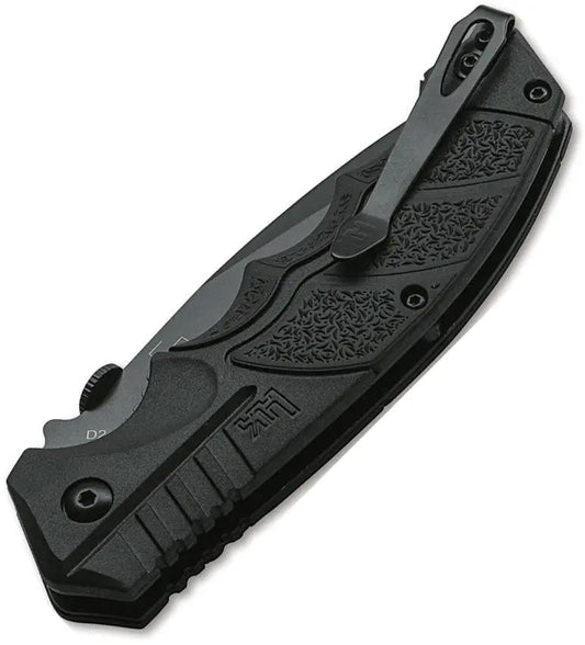 Boker Plus SFP Tactical Linerlock Folding Knife With D2 Blade Partially Serrated Premium Black Titanium Finish EDC by Boker Plus