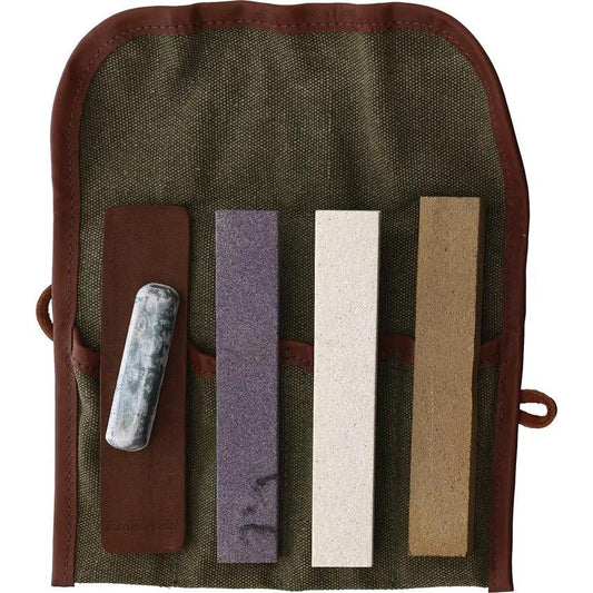 BPS Knives Knife Sharpening Set 3 Stone Kit With Leather Strop And Polishing Compound For Home Cooks by BPS Knives