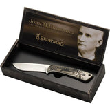 Browning JMB Presentation Knife Collectors Engraved John M Browning Artwork Full Tang Satin Blade Wooden Box by Browning