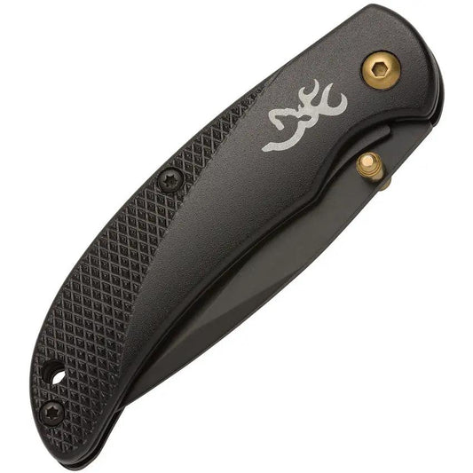 Premium Browning Prism 3 Linerlock Knife For EDC Everyday Carry Black Aluminum Handle Drop Point Blade by Browning