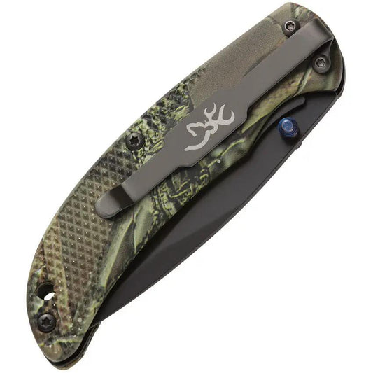 Browning Prism 3 Linerlock Folding Knife Camouflage Aluminum Handle Two And A Half Inch 7Cr17MoV Blade For Outdoor EDC by Browning