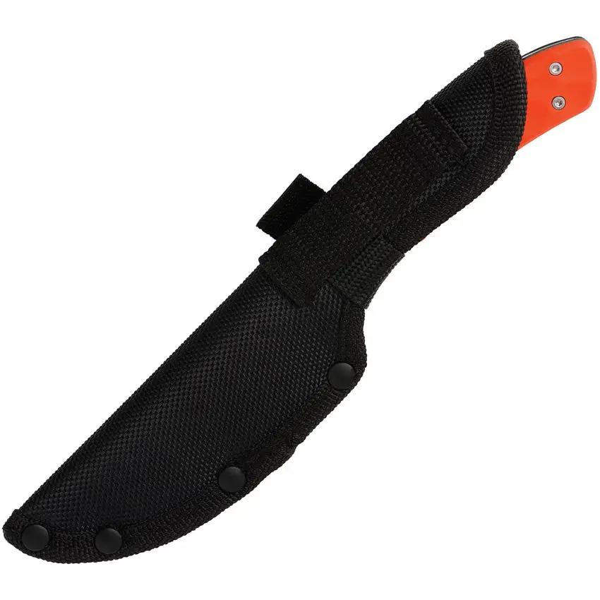 Browning Primal Fixed Blade Guthook Knife For Hunters 8 Inch Satin Stainless Blade Orange Handle Full Tang Nylon Sheath by Browning
