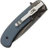 Browning The Range Linerlock Auto Assisted Opening Knife With 2.75in Drop Point Blade Blue G10 Handle For Outdoor EDC by Browning