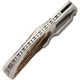 Browning Illusion Stag Linerlock Knife With Damascus Drop Point Blade And Pocket Clip For Outdoor EDC Enthusiasts by Browning