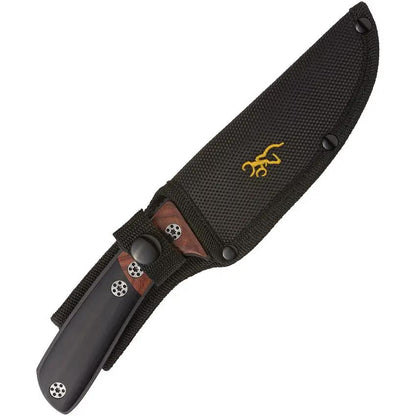 Browning Fixed Blade Knife 3220372 Rugged Full Tang 4.75in Clip Point Blade Wood Handle Belt Sheath For Hunters by Browning