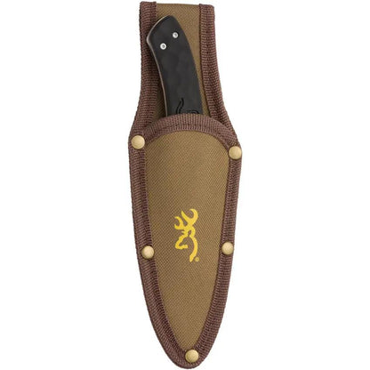Browning Primal Guthook Tool For Hunters, Satin 8Cr13MoV Blade, Full Tang, Tan Nylon Sheath by Browning