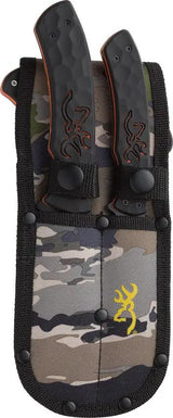 Browning Primal Series Combo Knife Set for Hunters with Caping Skinner and Saw Full Tang Black Coated Blades Camo Sheath by Browning