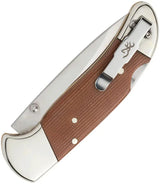 Browning Guide Series Lockback Knife Satin 14C28N Drop Point Blade Micarta Handle Clip For Hunters by Browning