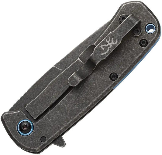 Browning Patriot Framelock Tanto Knife For Outdoors Enthusiasts 3.63in Closed Extended Tang Black Stonewash Blade by Browning