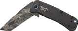 Browning Patriot Framelock Tanto Knife For Outdoors Enthusiasts 3.63in Closed Extended Tang Black Stonewash Blade by Browning