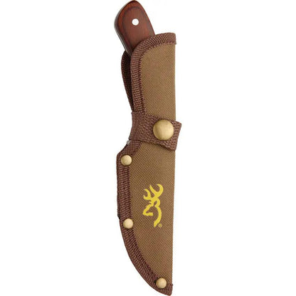 Browning Skinner Knife 3220460 Satin Stainless 3.25Inch Blade Full Tang Wood Handle Belt Sheath Outdoorsmen by Browning