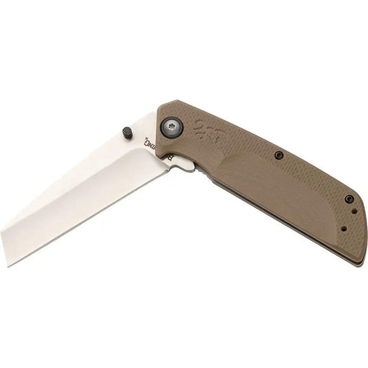 Browning Plateau EDC Knife With D2 Cleaver Blade Tan G10 Handle Extended Tang Rugged by Browning