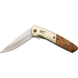 Browning Nine Mile Framelock Assisted Opening Knife Burl Wood Handle Premium Satin 2.75In Blade For EDC Enthusiasts by Browning