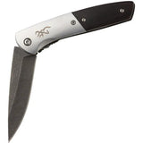 Browning Nine Mile Framelock Knife 3In D2 Steel Ebony Wood Handle Extended Tang EDC Pocket Clip by Browning