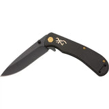 Browning Rivet Black Folder Folding Knife 3In D2 Blade Black Micarta Handle For Outdoorsmen by Browning