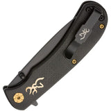 Browning Rivet Black Folder Folding Knife 3In D2 Blade Black Micarta Handle For Outdoorsmen by Browning