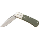 Browning Steambank Folder Knife 2.5Inch Satin Clip Point 12C27 Sandvik Stainless Green Canvas Micarta Handle EDC by Browning