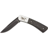 Browning Knoll Folder Knife 3.38in Closed 2.38in Sandvik Stainless Blade With Marbled Carbon Fiber Handle For EDC by Browning
