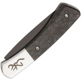 Browning Knoll Folder Knife 3.38in Closed 2.38in Sandvik Stainless Blade With Marbled Carbon Fiber Handle For EDC by Browning