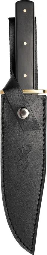 Browning Bowie Knife Ebony Wood Handle 12 Inch Full Tang Stainless Bowie Blade Black Stonewash Sheath For Outdoorsmen by Browning