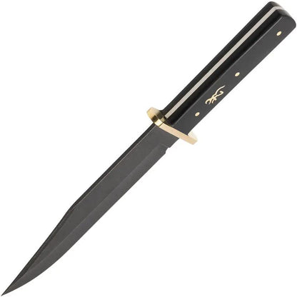 Browning Bowie Knife Ebony Wood Handle 12 Inch Full Tang Stainless Bowie Blade Black Stonewash Sheath For Outdoorsmen by Browning