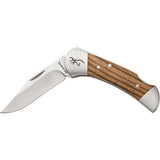 Browning Small Sage Creek Lockback Knife With 2.5in Satin Clip Point Blade Zebra Wood Handle For EDC Fans by Browning