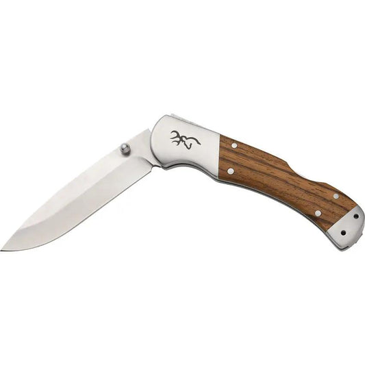Browning Sage Creek Lockback Knife 3.5in Satin 9Cr18MoV Blade Zebra Wood Handle Rugged Outdoor EDC by Browning