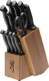 Browning Kitchen Knife Set Premium With Satin 5Cr13MoV Blades And Storage Block For Home Cooks by Browning