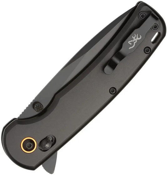 Browning Buckmark Crossbar Lock Knife for Hunters with Premium 3.5 Inch D2 Blade and Black Aluminum Handle by Browning