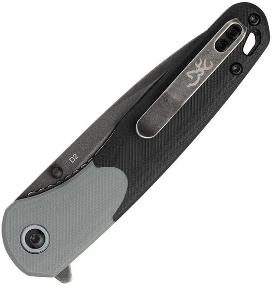 Browning Cedar Linerlock Folding Knife Black Gray G10 Handle Four And A Quarter Inch Closed D2 Blade For EDC Outdoors by Browning