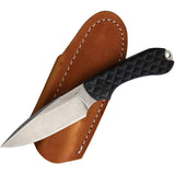 Bradford Knives Guardian 3 Full Tang EDC Knife With AEBL Blade 3.5in Stonewash Black G10 Leather Sheath by Bradford Knives