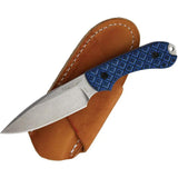 Bradford Knives Guardian 3 Full Tang EDC Knife Stonewash AEBL Blade Black Blue Micarta Handle Leather Sheath Included by Bradford Knives