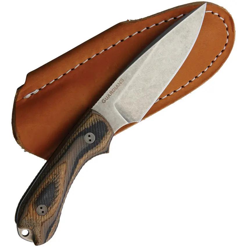 Bradford Knives Guardian 3 Knife with 3D G Wood Handle AEBL Steel Full Tang Leather Sheath Included Outdoorsmen by Bradford Knives