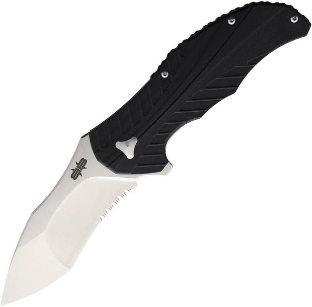 Brous Blades Serrated R Linerlock THE SERRATED R SATIN by Brous Blades