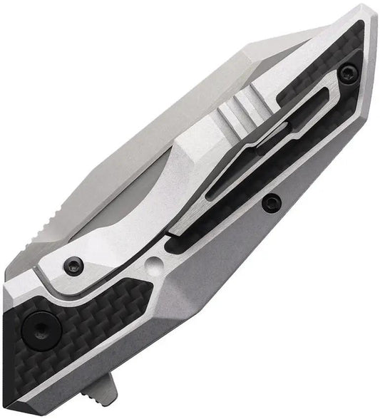 Brous Blades Recluse Framelock Knife Carbon Fiber Inlay D2 Reverse Tanto Satin Blade For EDC Enthusiasts by Brous Blades