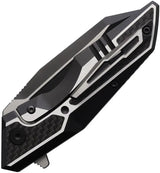 Brous Blades Recluse Framelock D2 Tool Steel Reverse Tanto EDC Knife Satin Black Carbon Fiber Inlay by Brous Blades
