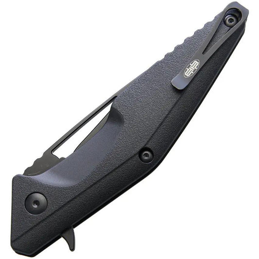 Brous Blades Division Linerlock Knife Blackout Finish 6 Inch Closed 4.5 Inch Blade EDC For Tactical Enthusiasts by Brous Blades