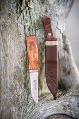 Brusletto Norgeskniven Fixed Blade Knife 3.63in Satin Blade Birch Handle Leather Belt Sheath Rugged Outdoor Enthusiasts by Brusletto