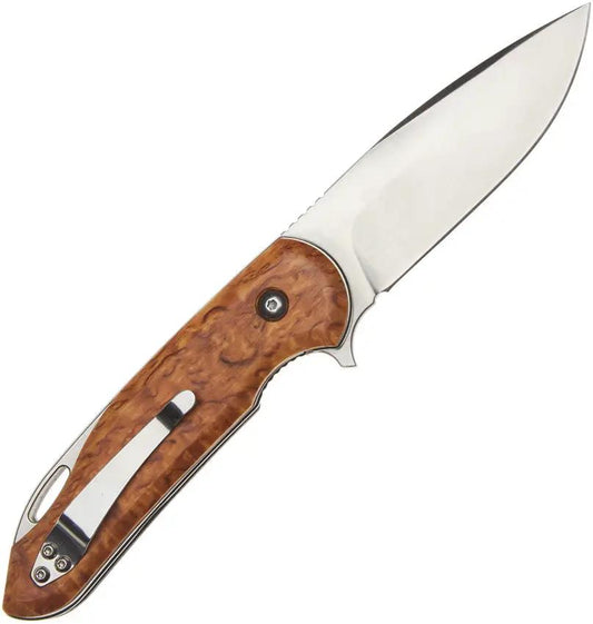 Brusletto Natten Linerlock Pocket Knife 3.5 Inch Satin Sandvik 12C27 Blade Birch Handle EDC Ready by Brusletto