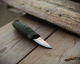 Brusletto Kongla Premium Fixed Blade Knife For Outdoorsmen OD Green Satin 6 Inch 1.4116 Steel With Sheath by Brusletto