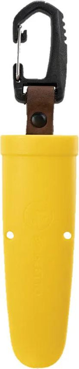 Brusletto Kongla Fixed Blade Knife 6 Inch Satin Stainless Blade Yellow TPE Handle Clip Lanyard EDC by Brusletto