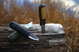 Brusletto Kongla Fixed Blade Knife 6 Inch Satin Stainless Blade Yellow TPE Handle Clip Lanyard EDC by Brusletto